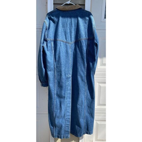 Vtg Levi’s Mens Levis XL Blue Denim Jean Long Duster Horseman Chore Coat Corduro - Picture 9 of 16